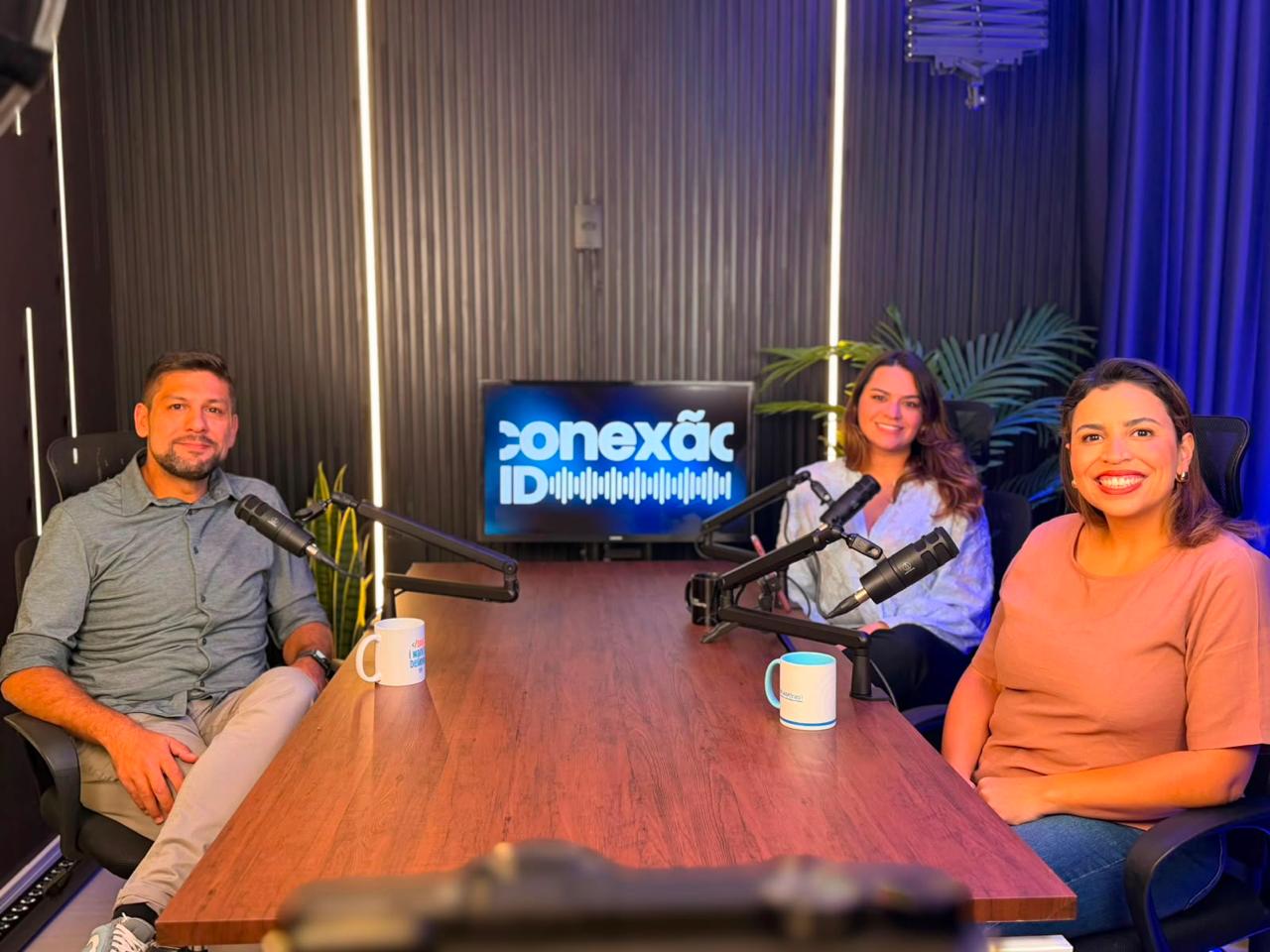 Gravação de podcast no Estudio Conexão